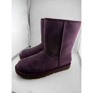 NWOB UGG 's Classic Short Metallic Boots Purple Size 7